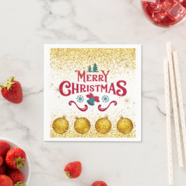 Servilleta De Papel Merry Christmas Holiday Party Glitter