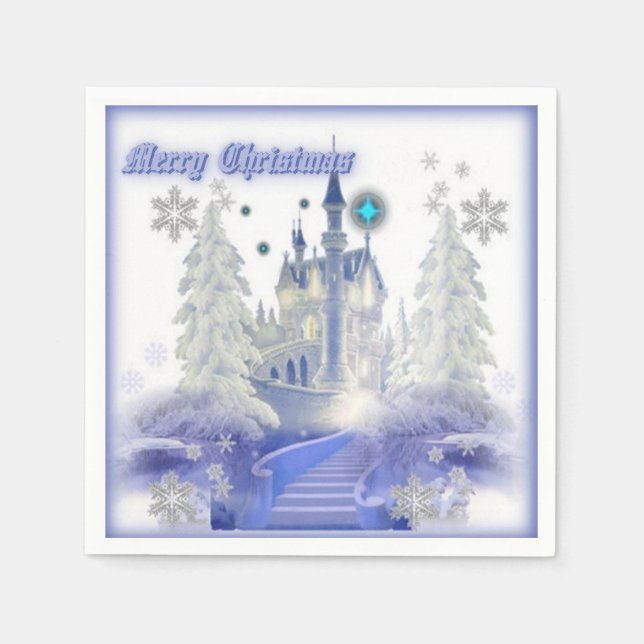 Servilleta De Papel Merry Christmas Ice Castle Napkins (Anverso)