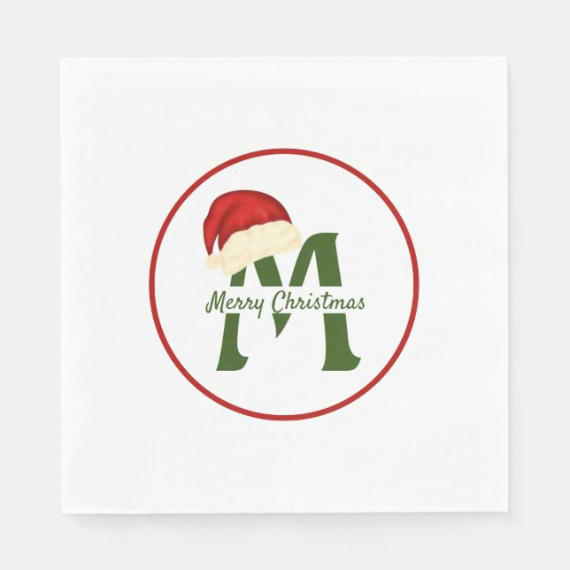 Servilleta De Papel Merry Christmas Monogram Paper Napkin (Anverso)