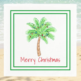 Servilleta De Papel Merry Christmas Palm Tree Light Border