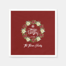 Merry Christmas Poinsettia Wreath Monograma