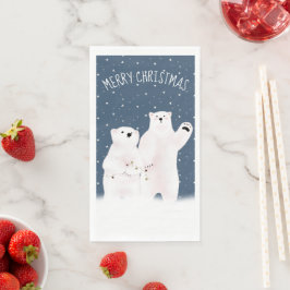 Servilleta De Papel Merry Christmas Polar Bears On Stars