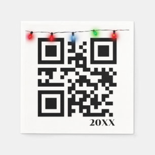 Servilleta De Papel Merry Christmas QR Code con String Lights