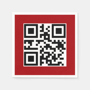 Servilleta De Papel Merry Christmas QR Code on Red