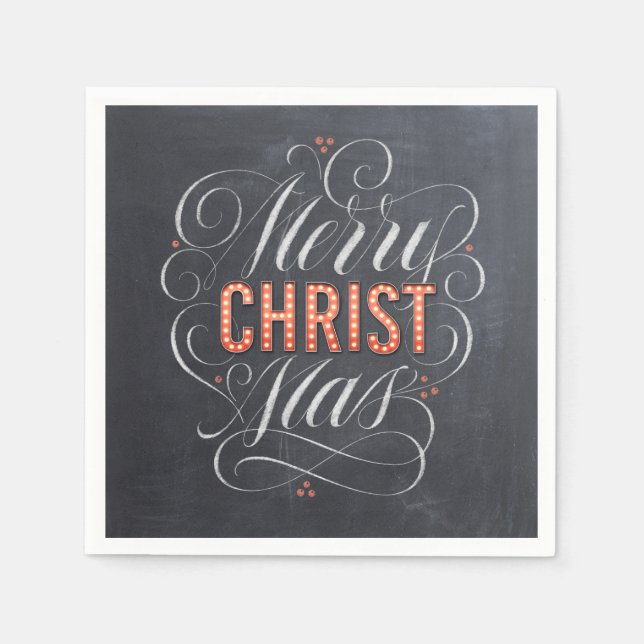Servilleta De Papel Merry CHRISTmas Religiosa Marquesa Chalkboard Chal (Anverso)