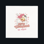 Servilleta De Papel Merry Christmas Retro Typography Santa Gorra Rosa<br><div class="desc">Feliz Navidad,  tipografía retro rosa con un santa claus con un gorra rosa.</div>
