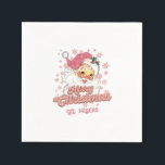 Servilleta De Papel Merry Christmas Retro Typography Santa Gorra Rosa<br><div class="desc">Feliz Navidad,  tipografía retro rosa con un santa claus con un gorra rosa.</div>