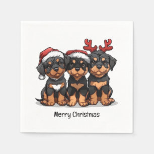 Servilleta De Papel Merry Christmas Rottweiler Dog Santa
