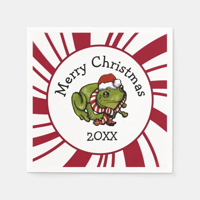 Servilleta De Papel Merry Christmas Santa Frog (Anverso)