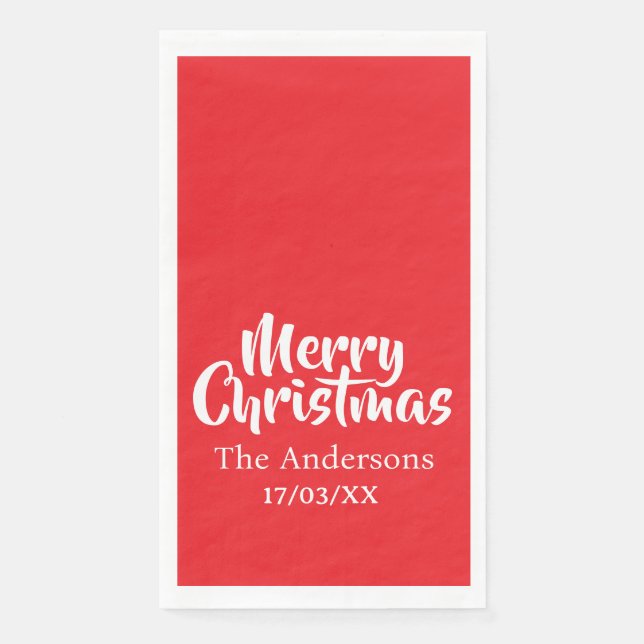 Servilleta De Papel Merry Christmas Simple Stylish Modern Minimal Mono (Anverso)