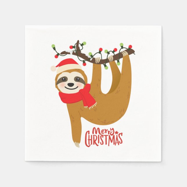 Servilleta De Papel Merry Christmas Sloth | Vacaciones (Anverso)