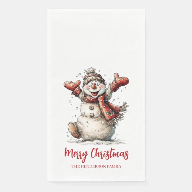 Servilleta De Papel Merry Christmas Snowman Paper Guest Towels (Anverso)