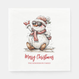 Servilleta De Papel Merry Christmas Sunglass Snowman 