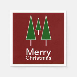Servilleta De Papel Merry Christmas Typography Pine Trees