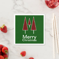 Merry Christmas Typography Red Green Pine Trees
