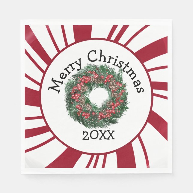 Servilleta De Papel Merry Christmas Wreath (Anverso)