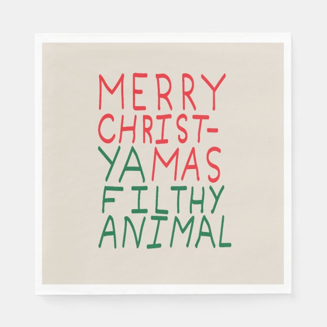 Servilleta De Papel Merry Christmas ya filthy animal typography (Anverso)