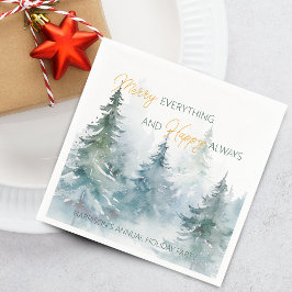 Servilleta De Papel Merry Everything Happy Always Winter Trees