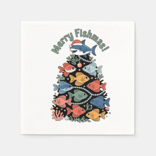 Servilleta De Papel Merry Fishmas Christmas Tree Fish Funny Fishing