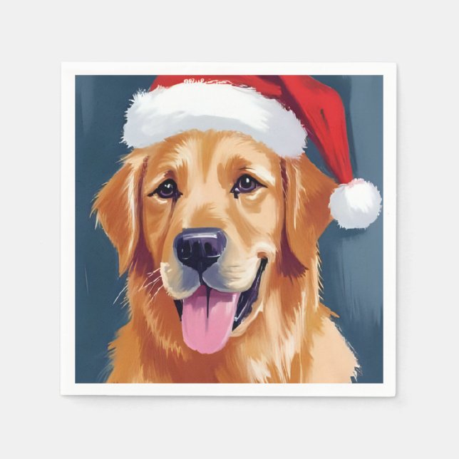 Servilleta De Papel Merry Golden Retriever | Navidades de perros de Sa (Anverso)
