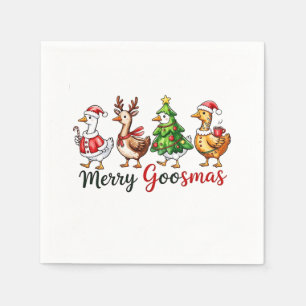 Servilleta De Papel Merry Goosemas Navidades Goose usando Santa Hat