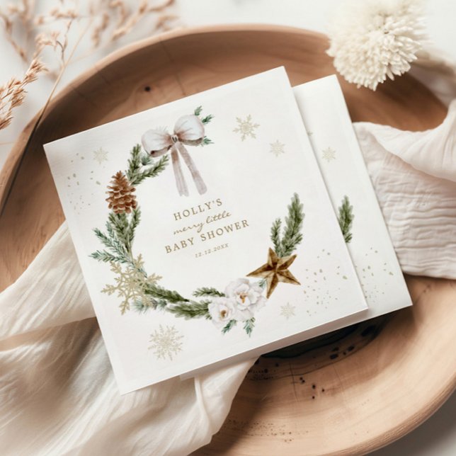 Servilleta De Papel Merry Little Baby Shower Neutral Wreath (Subido por el creador)
