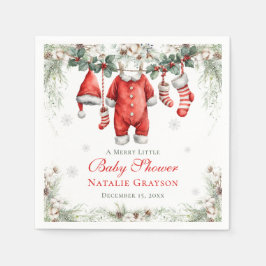 Servilleta De Papel Merry Little Baby Shower Santa Clothesline