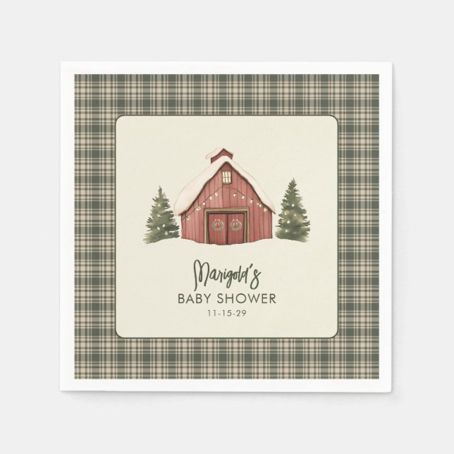 Servilleta De Papel Merry Little Christmas Rustic Baby Shower Napkin (Anverso)