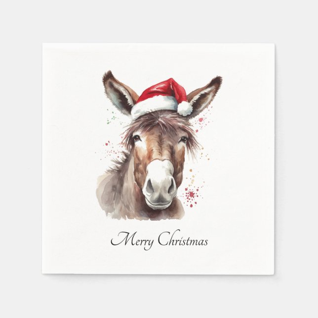 Servilleta De Papel Merry Little Navidades Donkey, personalizado (Anverso)