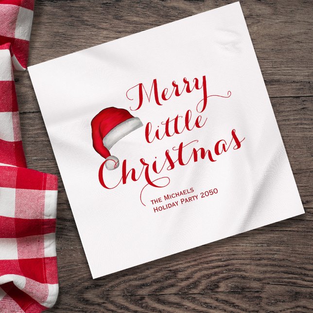 Servilleta De Papel Merry Little Navidades Personalizado (Have yourself a merry little Christmas holiday custom cocktail napkin,)
