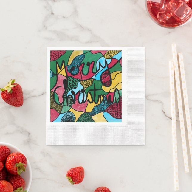 SERVILLETA DE PAPEL MERRY NAVIDAD NEUROGRÁFICA Y NEGRO (In situ)