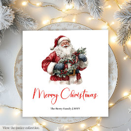 Servilleta De Papel Merry Santa Claus Custom Editable Christmas Napkin