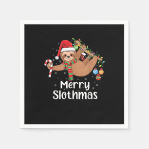 Servilleta De Papel Merry Slothmas Christmas sloth pajamas Santa hat X