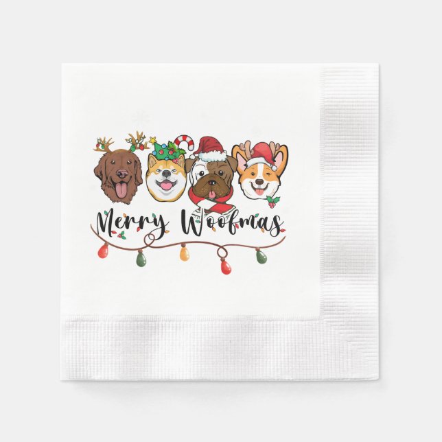 Servilleta De Papel Merry Woofmas Typography Paper Napkin (Anverso)