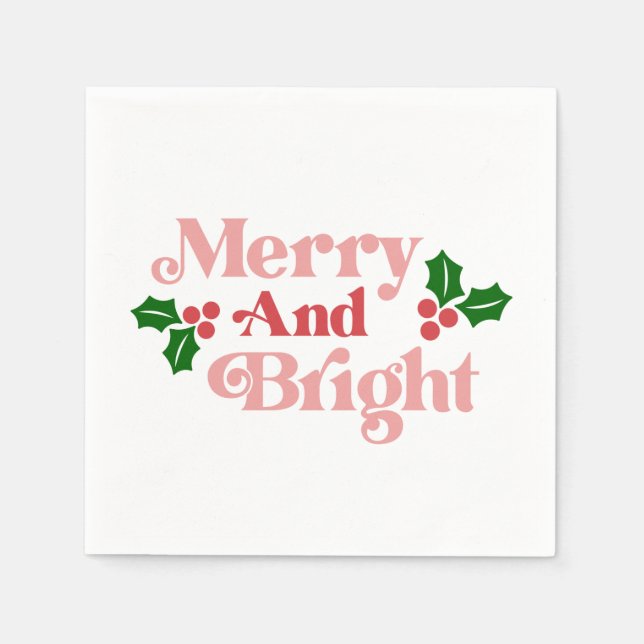 Servilleta De Papel Merry y Bright - Tipografía clásica de vacaciones (Anverso)