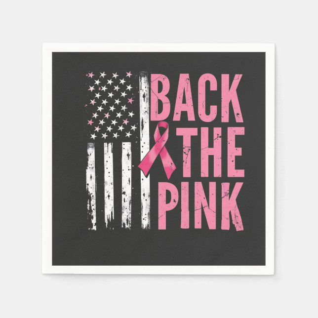 Servilleta De Papel Mes de Conciencia sobre el Cáncer de Mama Rosa (Anverso)