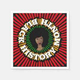 Servilleta De Papel Mes de la historia negra, rayas de sol, mujer negr