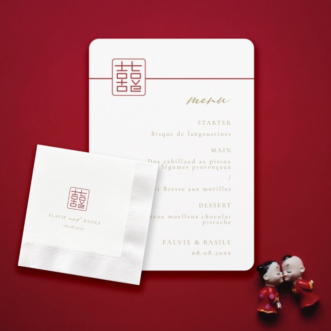 Servilleta De Papel Mesa Boda china moderna de doble felicidad (Subido por el creador)