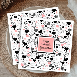 Servilleta De Papel Mesa Chic Personalizada de San Valentín con Corazó