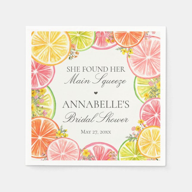 Servilleta De Papel Mesa de Desayuno de Boda Citrus Floral Main Squeez (Anverso)
