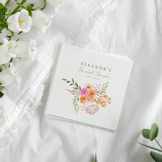 Servilleta De Papel Mesa de Novia Acuarela Floral Rosa Naranja Linda (Subido por el creador)