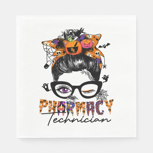 Servilleta De Papel Messy Bun Technician Farmacy Halloween Party (Anverso)