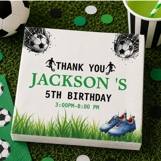 Servilleta De Papel ¡Meta! Fiesta de cumpleaños número 5 de fútbol (Goal! Soccer 5th Birthday Party Napkins)