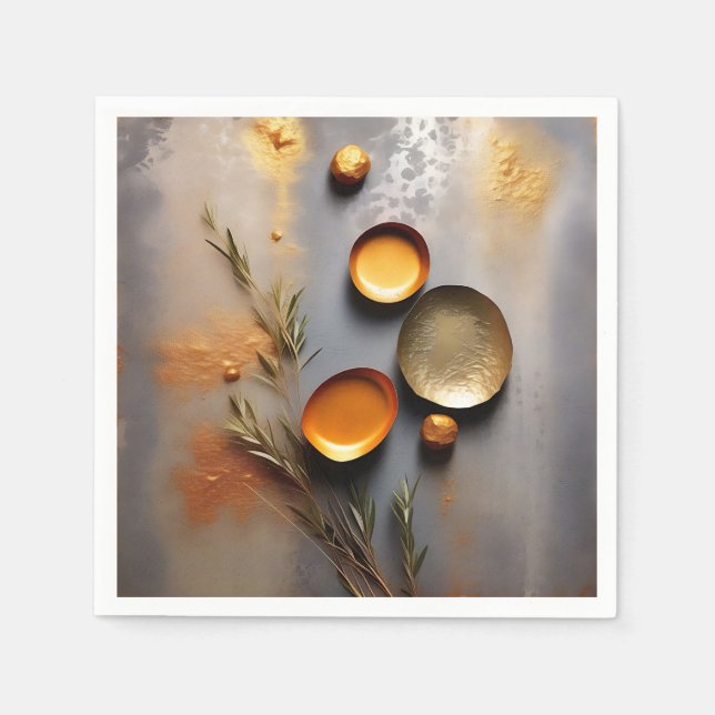 Servilleta De Papel Metalizado de cobre y ocre texturizado (Anverso)