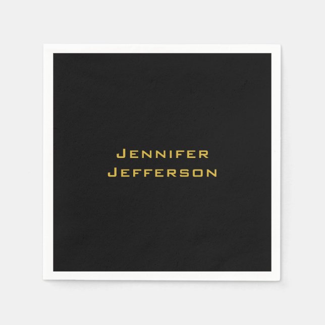 Servilleta De Papel Metallic Gold & Black Professional Modern Elegant (Anverso)