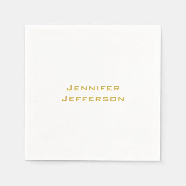 Servilleta De Papel Metallic Gold & White Professional Modern Elegant (Anverso)