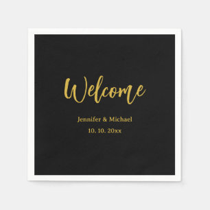 Servilleta De Papel Metallic Gold y Black Profesional Moderno Elegante