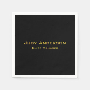 Servilleta De Papel Metallic Gold y Black Profesional Moderno Elegante