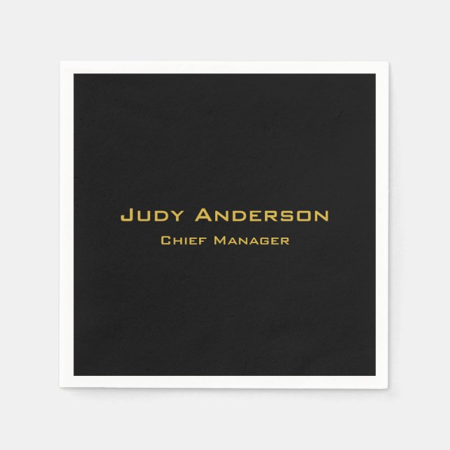 Servilleta De Papel Metallic Gold y Black Profesional Moderno Elegante (Anverso)