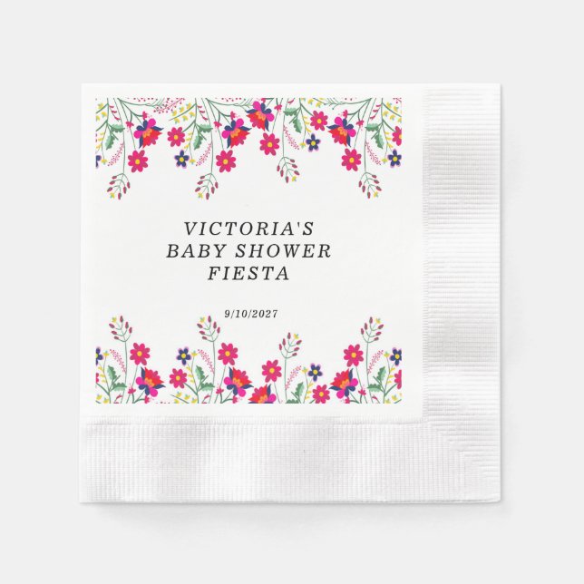 Servilleta De Papel Mexican Flowers Baby Shower Fiesta Coined Paper (Anverso)